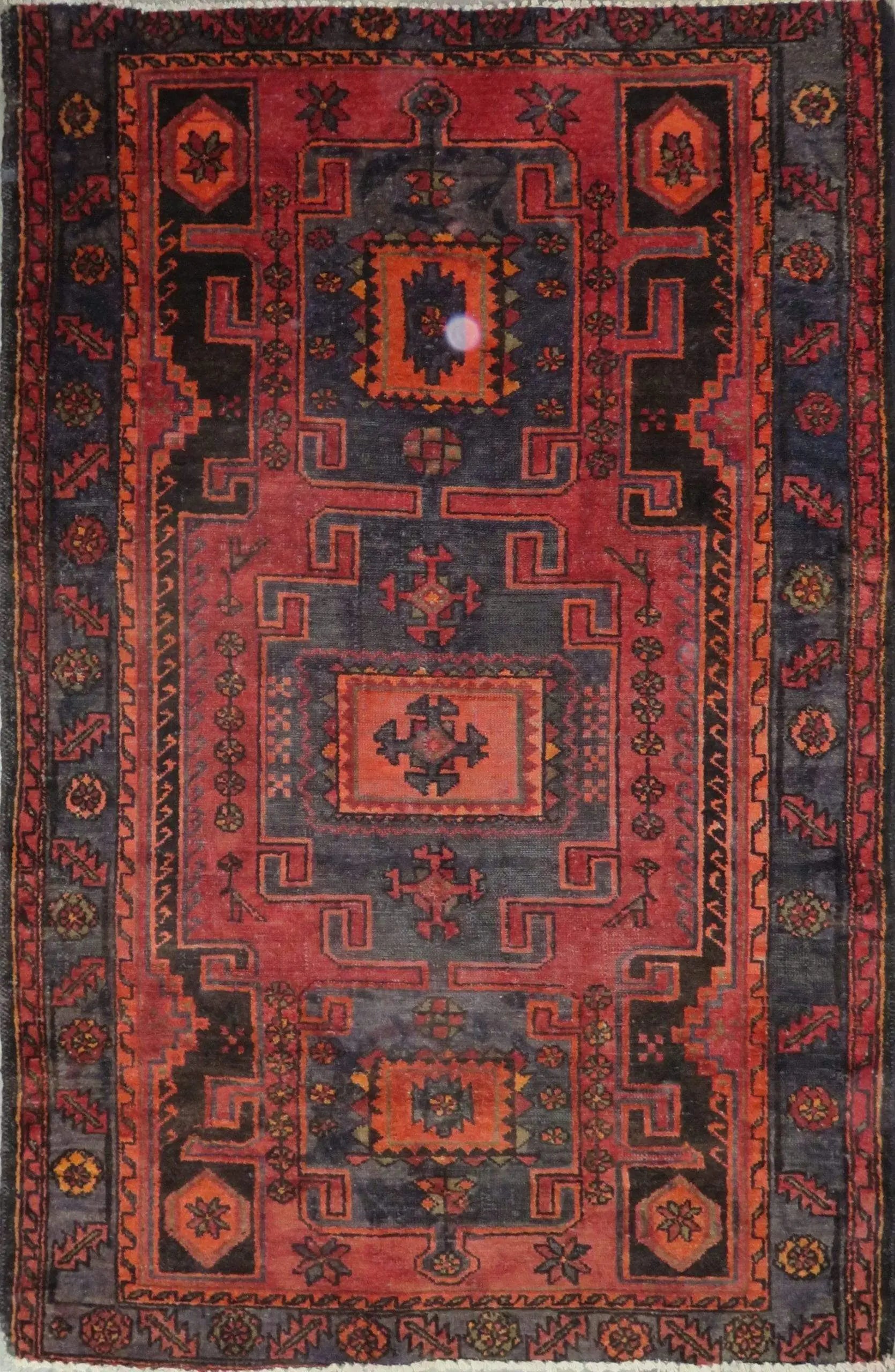 One Of The Kind Hand-Knotted Persian Wool Rug _ Luxurious Vintage Design, 6'7" x 4'4", Artisan Crafted